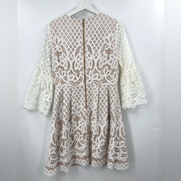 Eliza J. Bell Sleeve Lace Dress Fit Flare in White Size 10 Like New - Picture 4 of 7